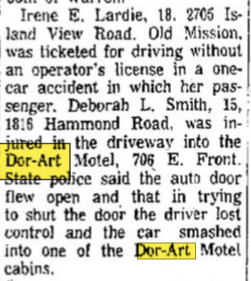 Dor-Art Motel - AUG 1968 INCIDENT CONFIRMING CABINS WERE ON SITE